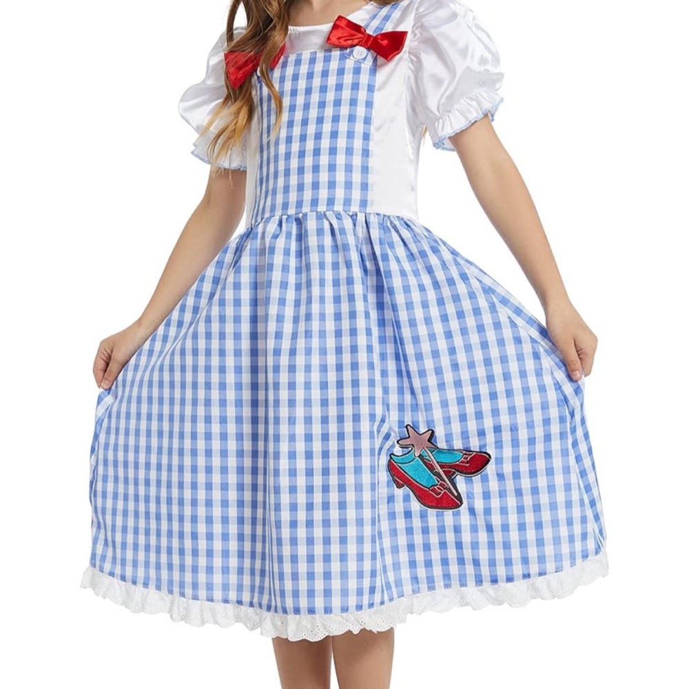 NWT Wizard of Oz Dorothy Costume - Kids Youth XL (160) Blue Gingham Dress
